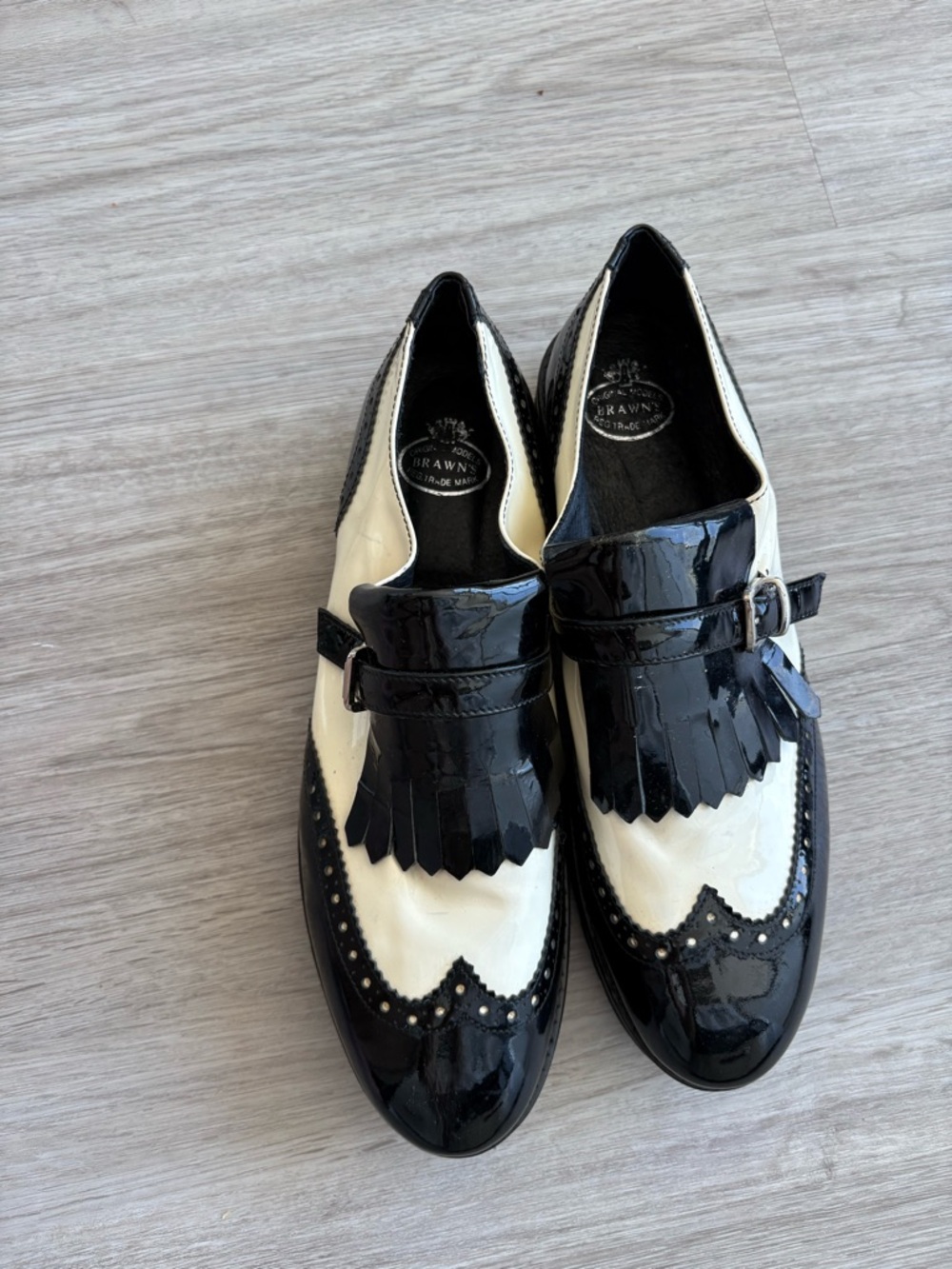 Made in Italy, genuine leather Black & White Loafers- size 40